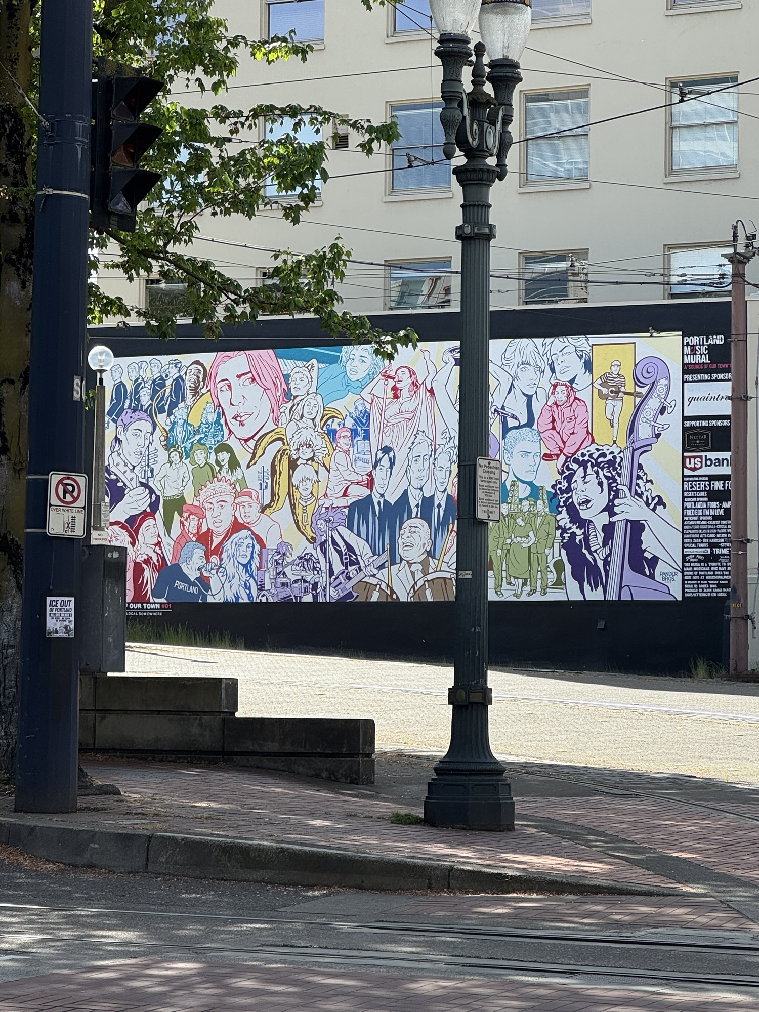 A Portland music mural downtown